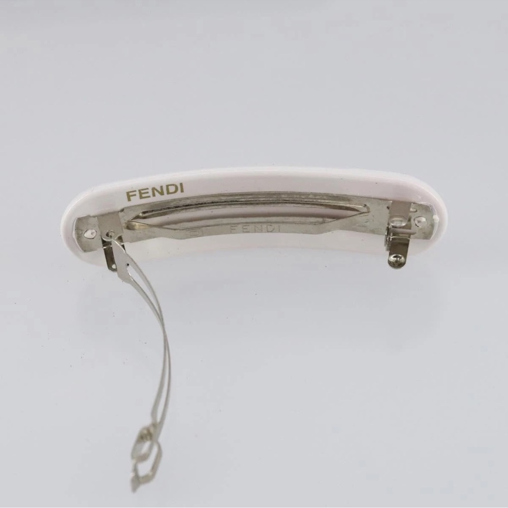 Fendi White Enamel Logo Barrette